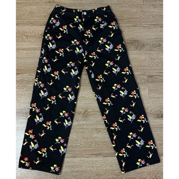 OBEY Womens  Pants Trousers Size 27 black casual Floral Relaxed Skater - Picture 8 of 12